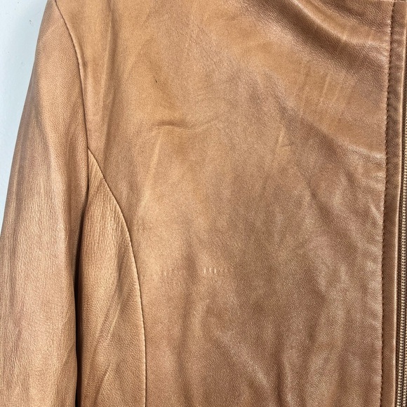 Vintage leather factory brown tan zip up coat size large - Picture 4 of 10